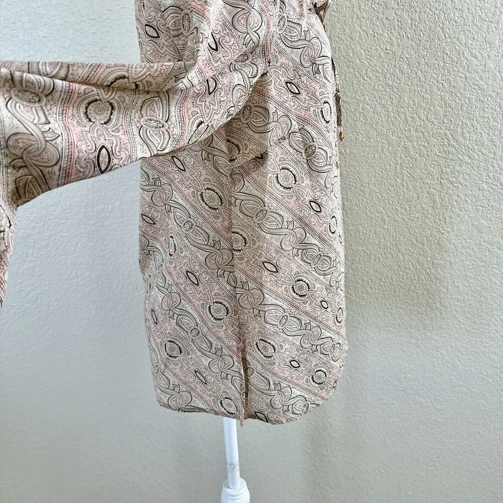 Ann Taylor Loft Light Pink Floral Blouse Shirt Women Size 10 Paisley Print Sheer